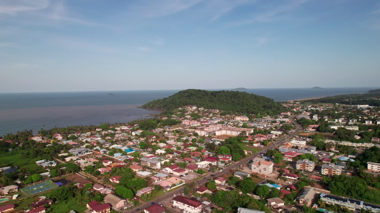 Rich aerial view of Cayenne, French Guiana, 4K