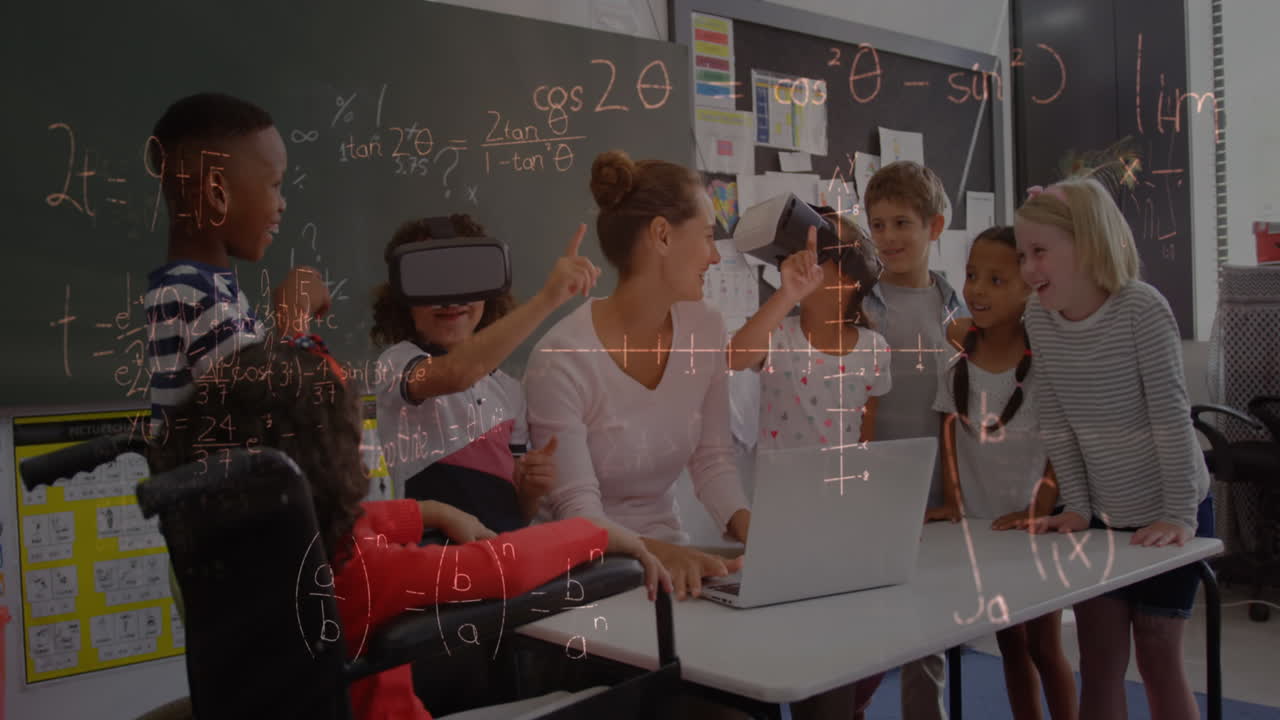 Animation of mathematical equations over schoolchildren using vr headsets