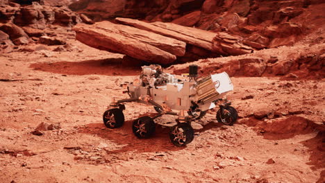 el rover de marte perseverance explorando el planeta rojo. elementos proporcionados por la nasa.