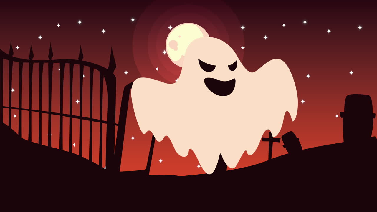 유령과 묘지 게이트와 함께 행복한 할로윈 애니메이션