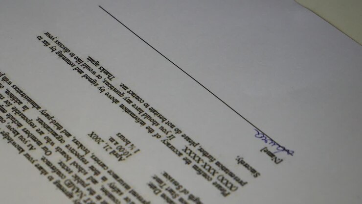 Business woman signing business contract agreement, close up of female hand with pen writing signature