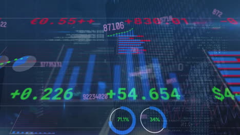animation of financial data processing over solar panels