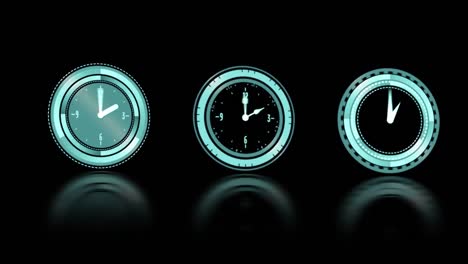 Clocks-moving-on-black-background