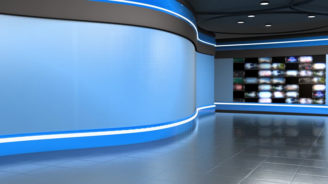 3D Sanal Haber Stüdyosu Arka Plan Döngüsü.