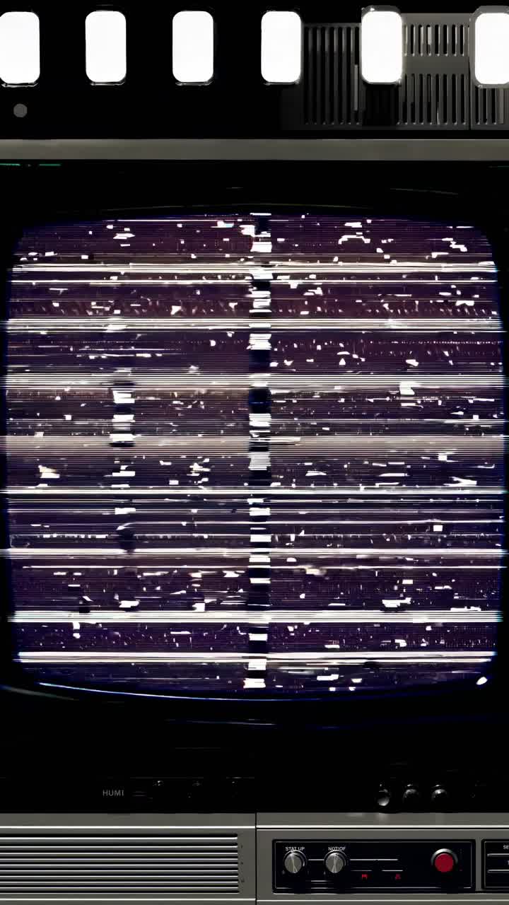 Retro TV screen with static lines, evoking vintage video vibes