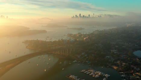 Luftaufnahme-Sonnenaufgang-Sydney-Australien