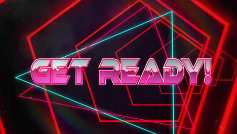 animation of get ready text over neon pattern