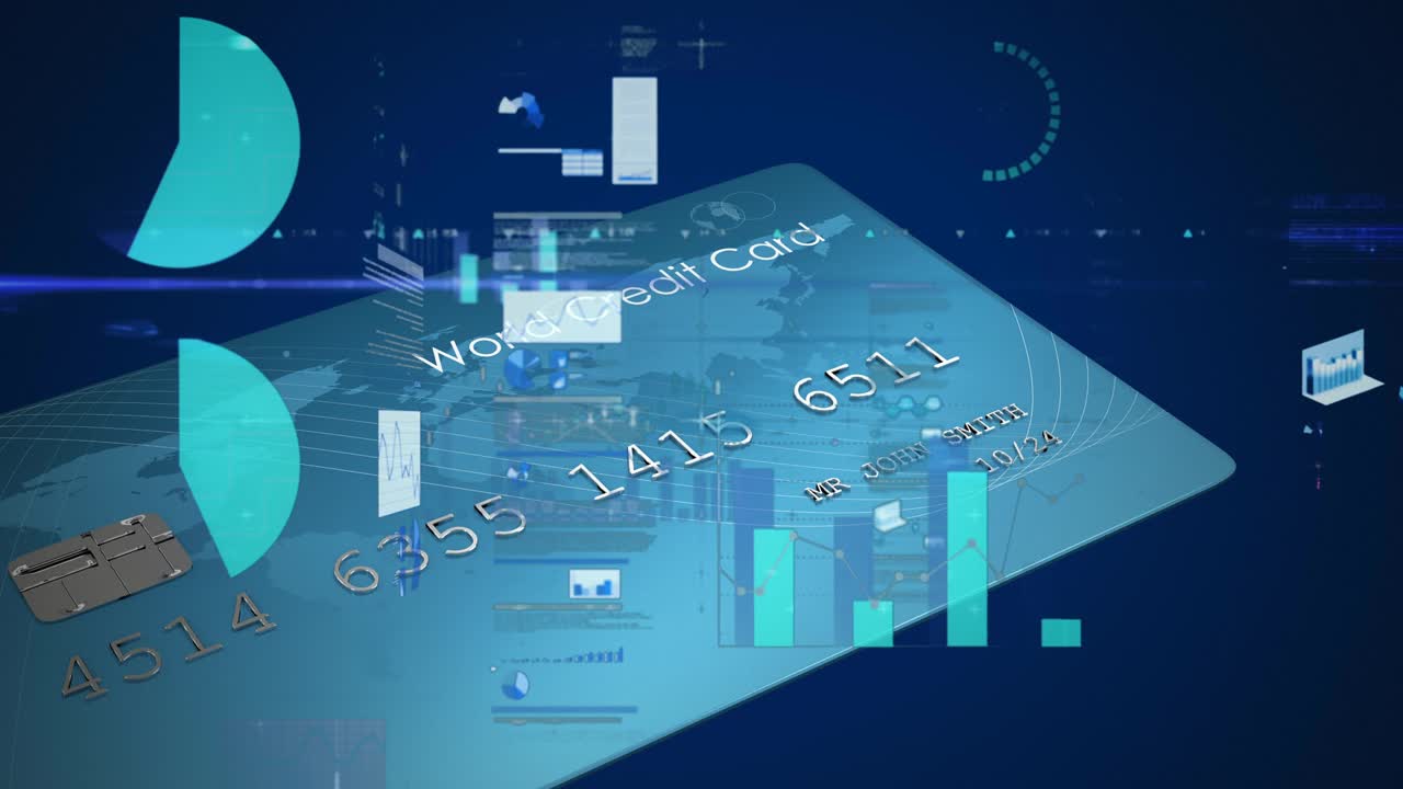 신용 카드를 통해 금융 데이터 처리의 애니메이션
