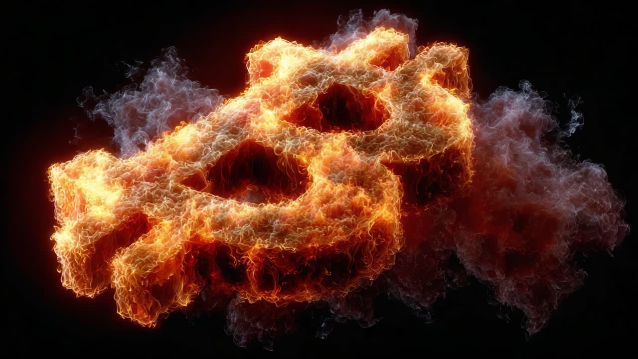The Fiery Symbol of Cryptocurrency: A Bold Representation of Digital Currency Ignite with Flames and Smoke Effects