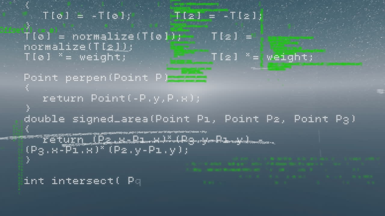 Digital animation of screens with data processing against grey background