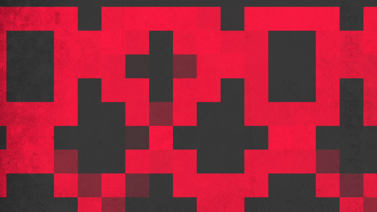 추상적인 픽셀화 된 빨간색과 검은색 그리드 패턴