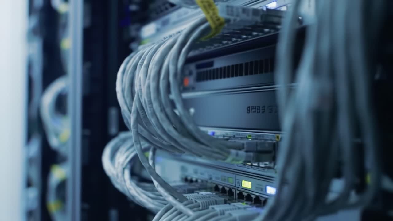 soporte para servidores con cables de red