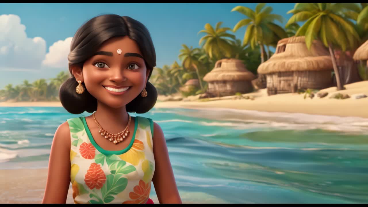 A woman is smiling at the camera while standing on a beach