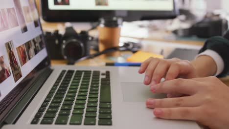 Close-up-view-of-woman-tapping-on-keyboard