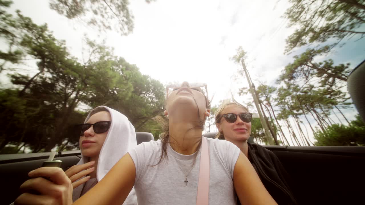 Road trip with friends in a convertible