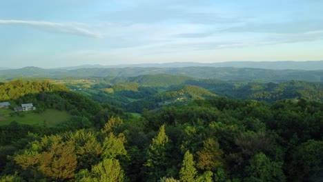 slovenian green landscape with hills and valley on a sunny morning