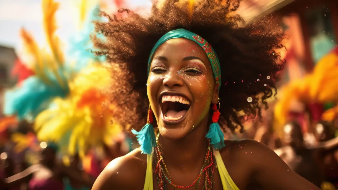 Video vivace di una festa di strada con una donna gioiosa al centro dell'attenzione