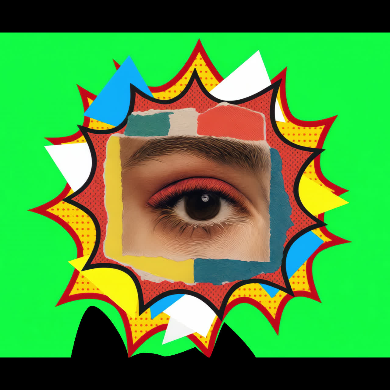 Vibrant pop eye makeup animation isolated asset, transparent 4K video, alpha channel, ProRes 4444