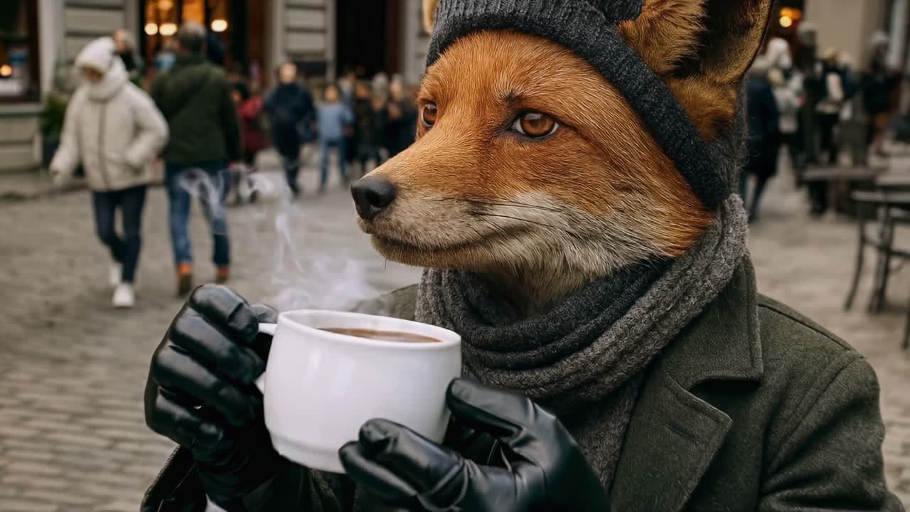 Fox in a cafe