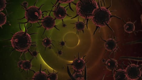 animation of viruses over red and orange circles