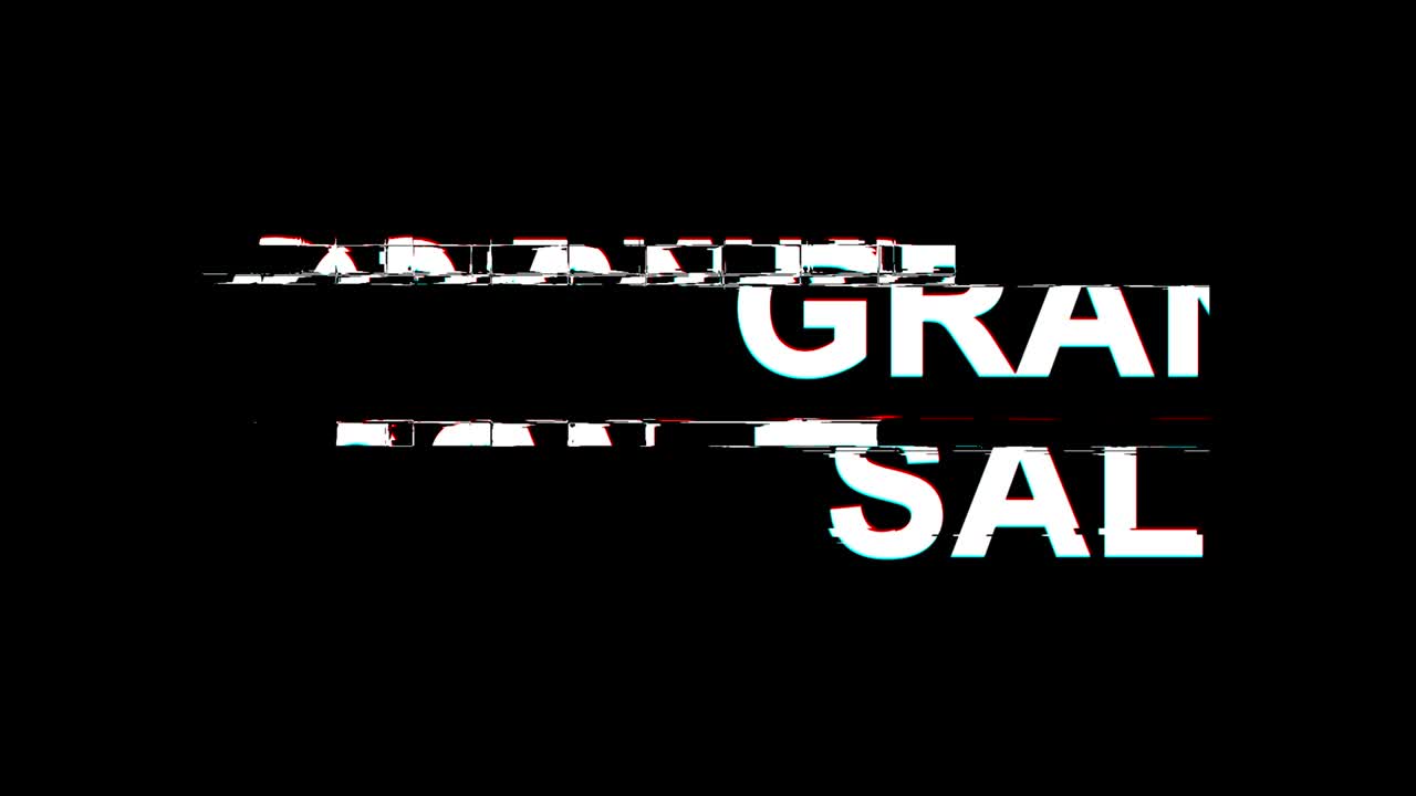 그랜드 셀 글리치 효과 텍스트 디지털 tv 왜곡 4k 루프 애니메이션