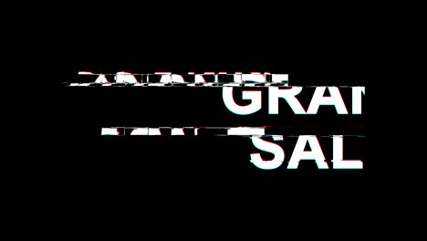 efecto de fallo de venta grande texto distorsión de televisión digital animación en bucle 4k