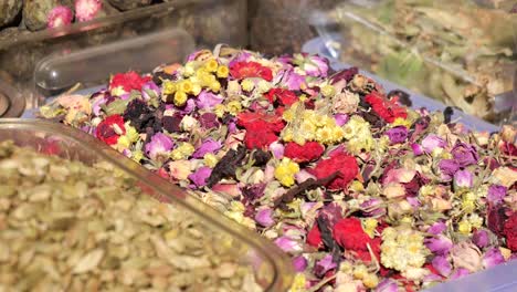 assortment of dried flowers and herbs for tea