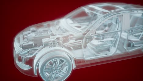 Holographic-animation-of-3D-wireframe-car-model-with-engine