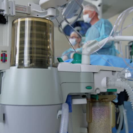 interior view of operating room. equipment and technologies for surgical treatment of patient