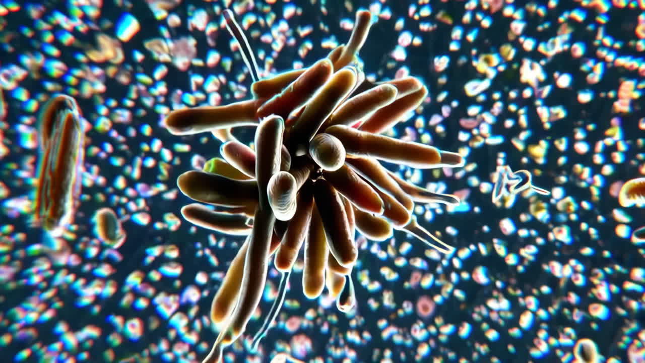 Microscopic 3D Rendering of Bacteria or Microorganisms