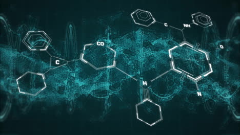 in school, animation of chemical structure diagrams with molecular bonds displayed
