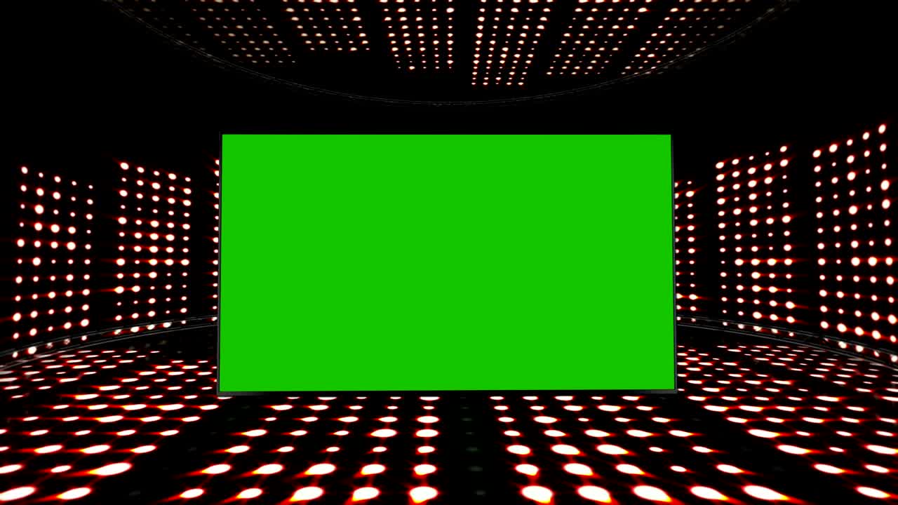 sala de ondas de música y monitor de pantalla verde, luces bombillas de animación