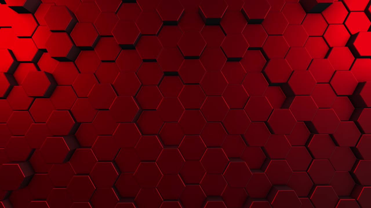 4k hexágonos en la superficie morphing con una fuerte iluminación en animación 3d sin costuras, fondo de diseño de movimiento abstracto - formas abstractas (loopable) - patrones hexagonales moviéndose al azar - color rojo - calzada del gigante y calzada costera