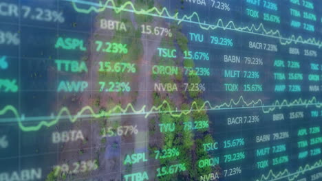 Animation-of-stock-market-and-diagrams-over-landscape