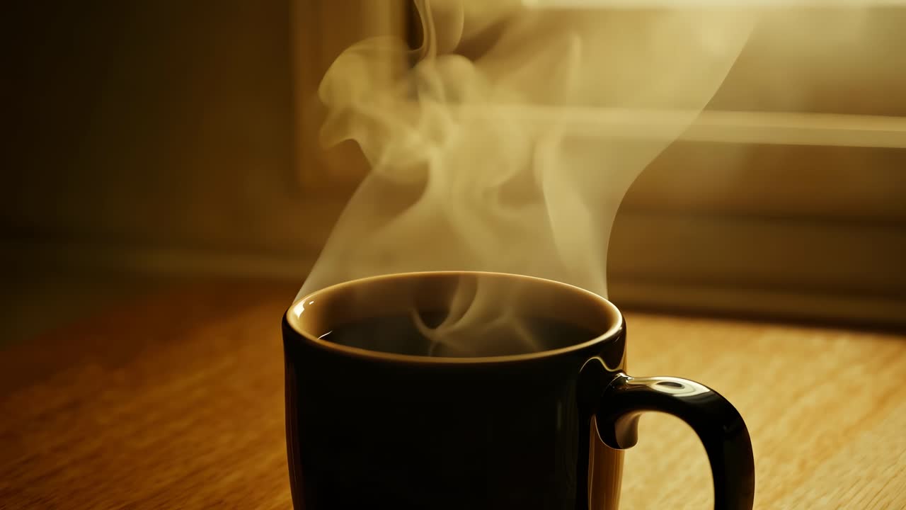 горячий кофе у окна