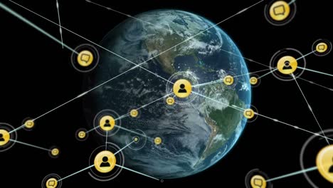 conectores en movimiento y datos digitales con globo digital