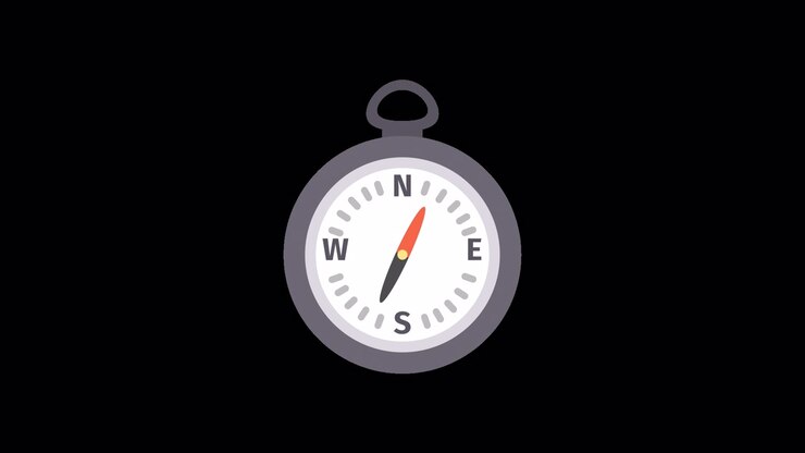 Animated Compass Needle Spinning and Pointing Direction