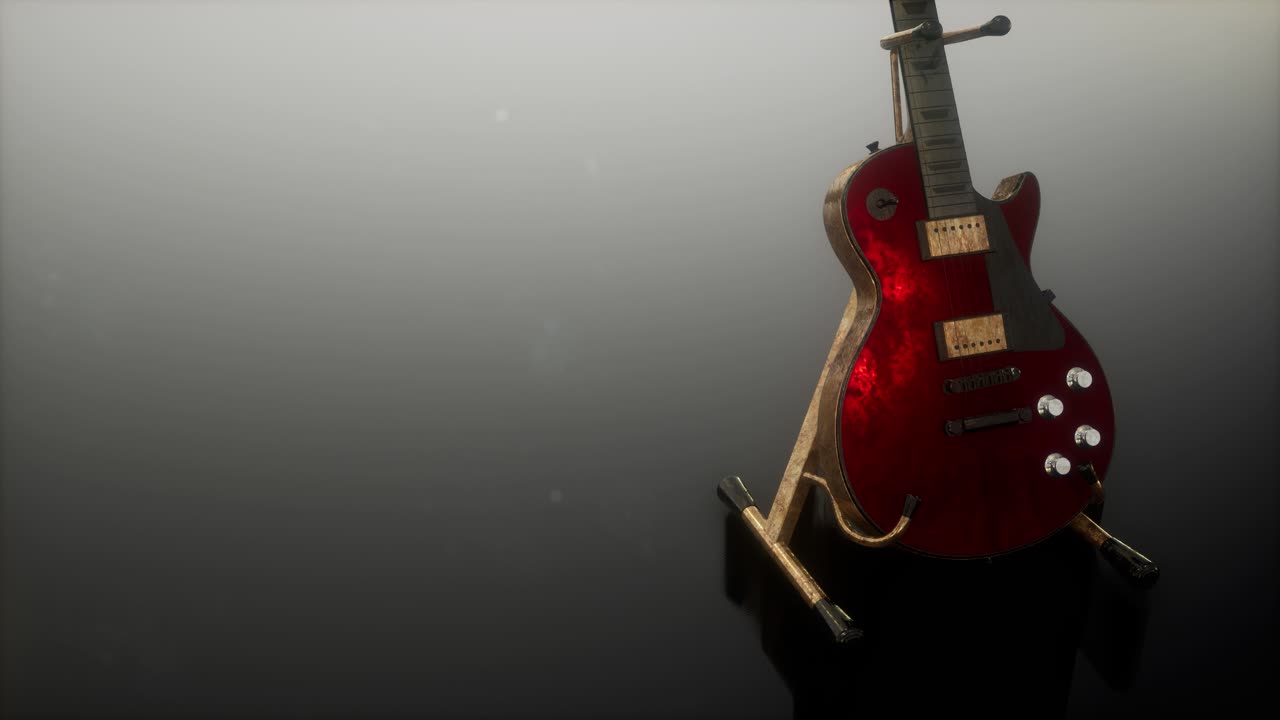 loop electric guitar in the dark with bright lights