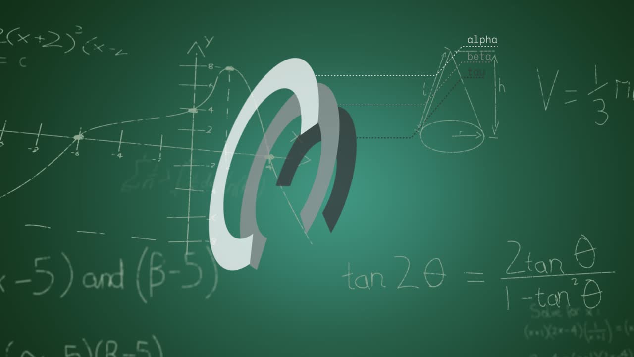 Animazione di formule matematiche scritte a mano che appaiono su uno sfondo blu.
