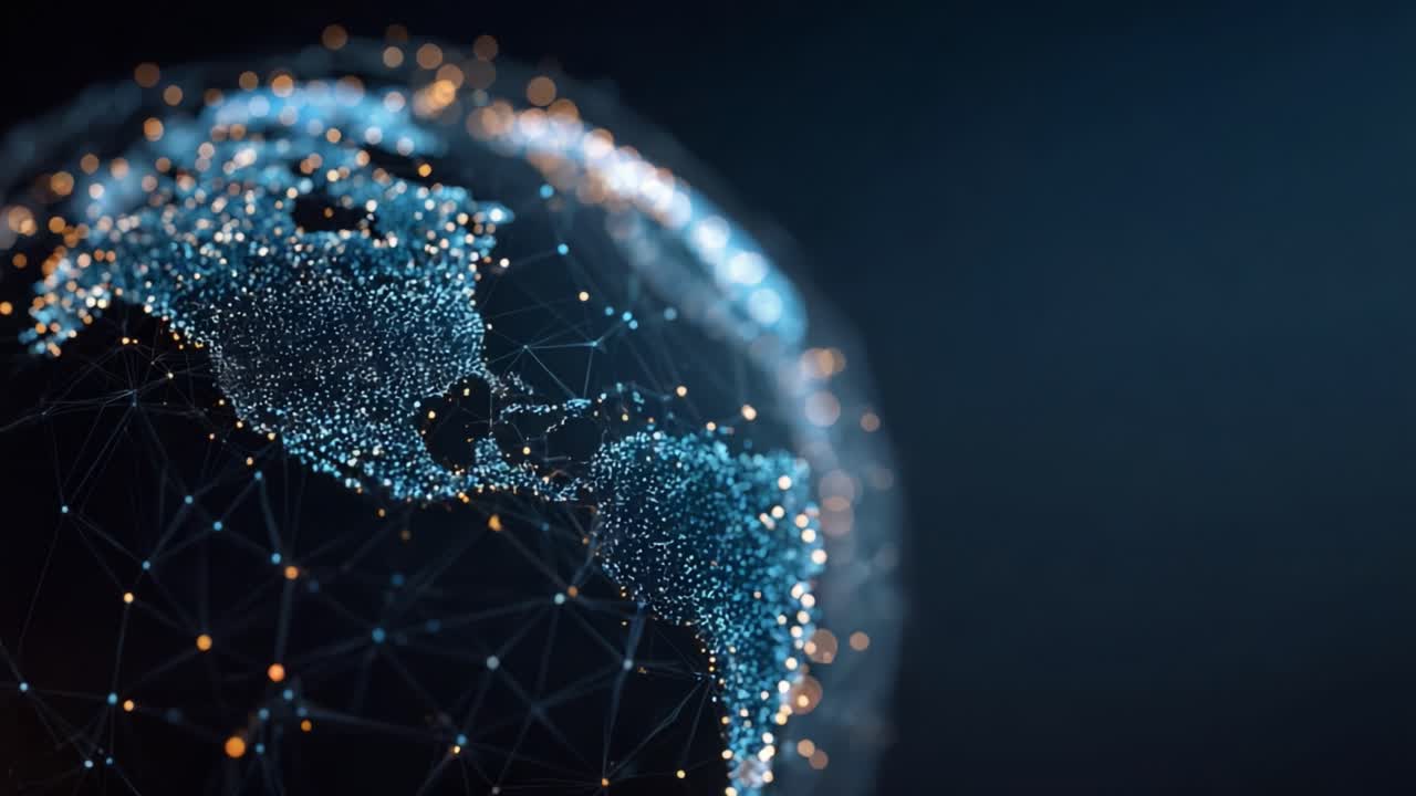 Connecting the World: A Digital Representation of Earth with Vibrant Networks and Illuminated Nodes, Showcasing Global Interconnectivity and Digital Age Innovations