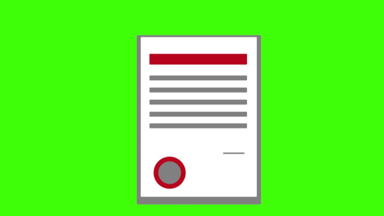 2D animated illustration of a document on a green screen