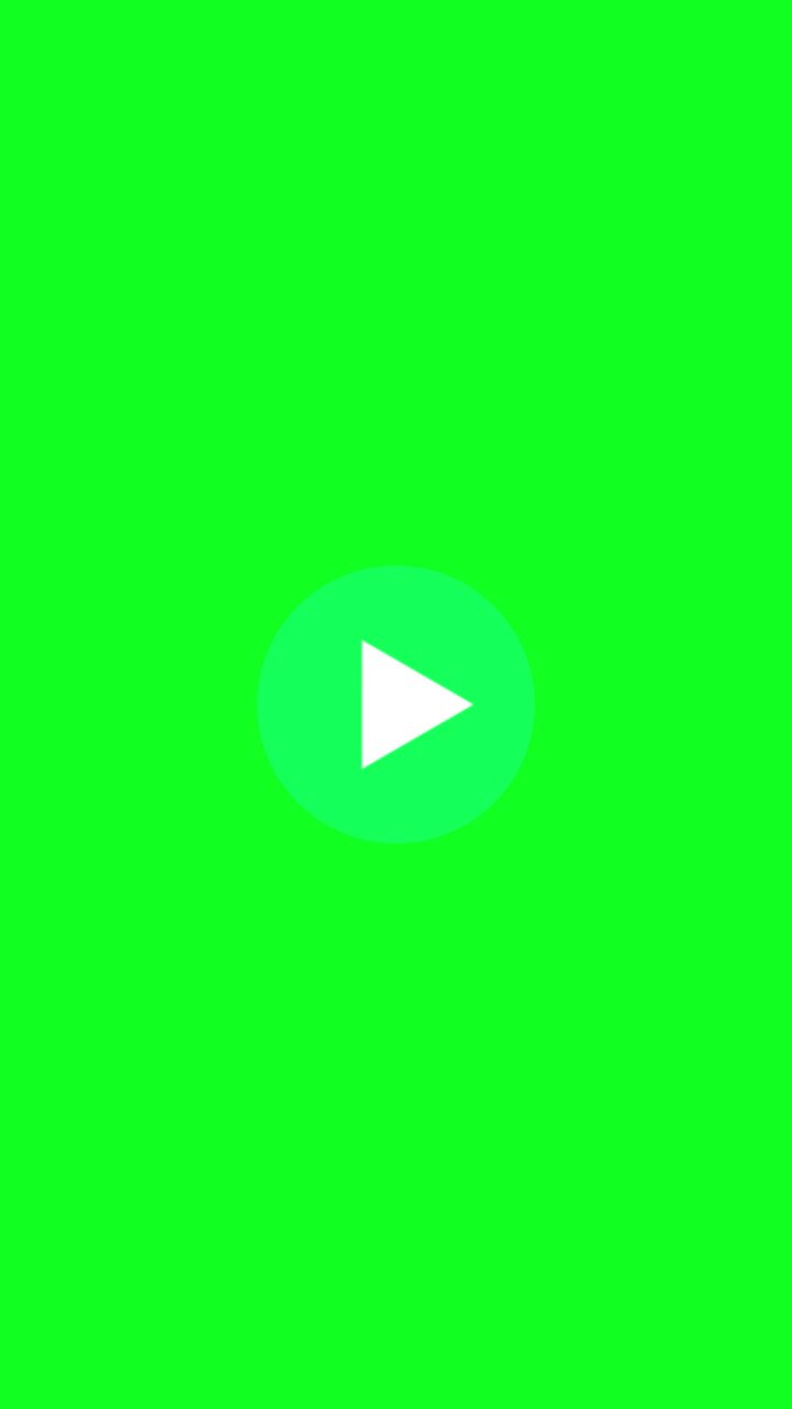 Pointer overlaps pause icon green circular control on a green canvas playback for chroma key use in