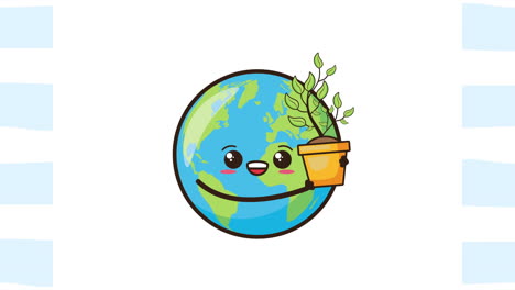 eco friendly environmental animation with earth planet and plant