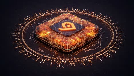 illuminated circuit board with abstract design and glow representing technology and digital innovations in a modern context