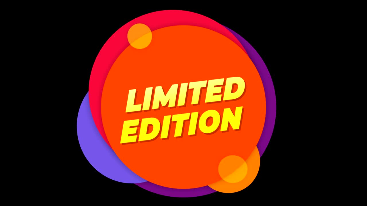 edición limitada de texto adhesivo plano animación pop-up de colores.