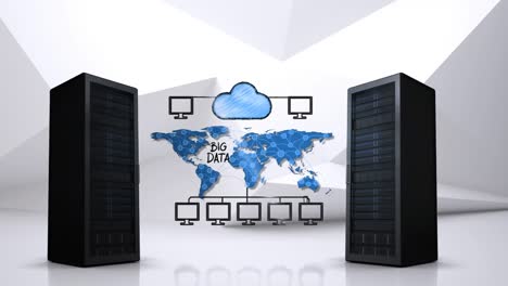 server towers and cloud storage