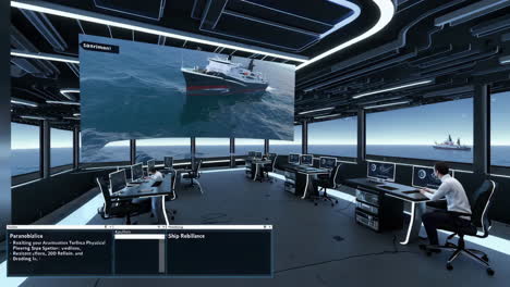 ship control room virtual reality simulation