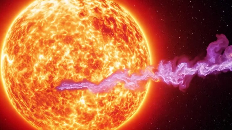 Et kraftigt soludbrud bryder ud fra Solen
