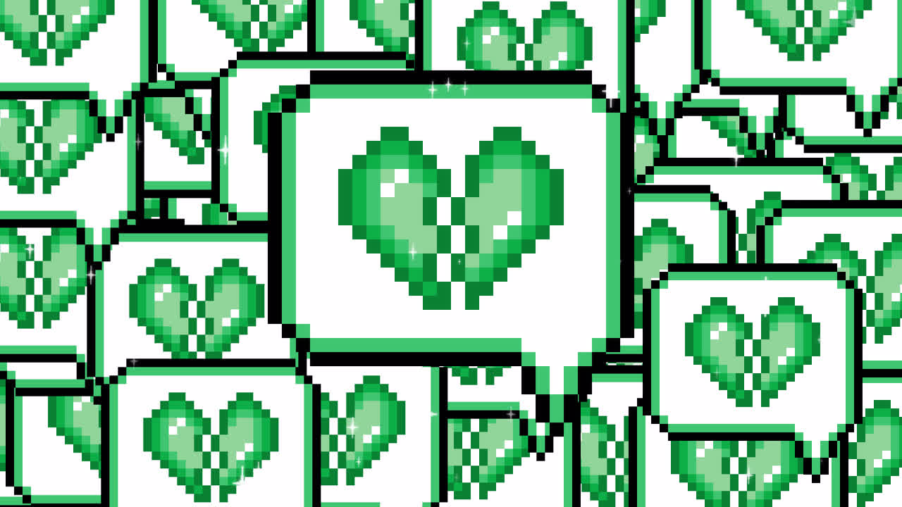 Pixel art pop up speech bubble icon broken heart Transitions. 1080p - 30 fps - Alpha Channel (4).mov