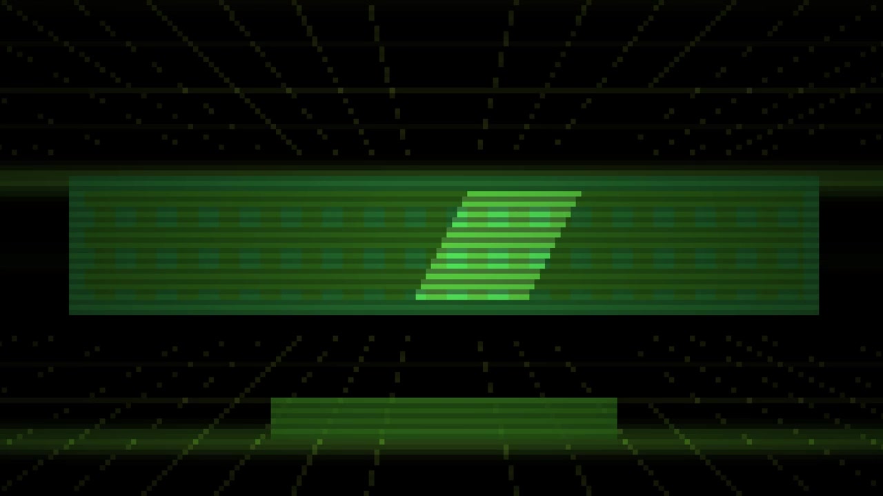 Abstract Digital Loading Bar with Green Retro Grid Background